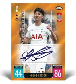 Topps Champions League Match Attax CHROME 2021/22 - Display Mit 18 Tüten -Spielkarten Shop topps champions league match attax chrome 2021 2022 heung min son auto
