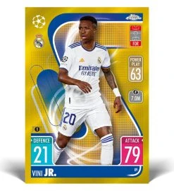 Topps Champions League Match Attax CHROME 2021/22 - Display Mit 18 Tüten -Spielkarten Shop topps champions league match attax chrome 2021 2022 vini jr